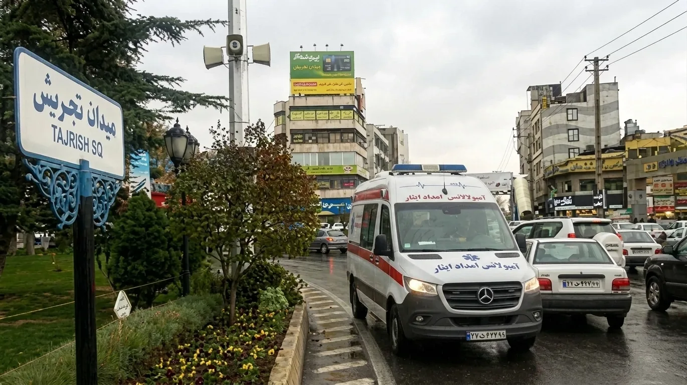 آمبولانس خصوصی دور میدان تجریش و مسیرهای شلوغ شمال تهران