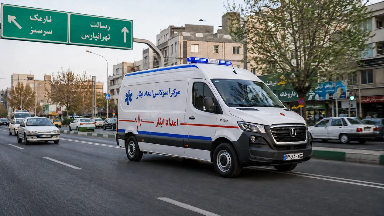 آمبولانس ICU و CCU امداد ایثار در نارمک برای انتقال بیمار به بیمارستان‌های شرق تهران