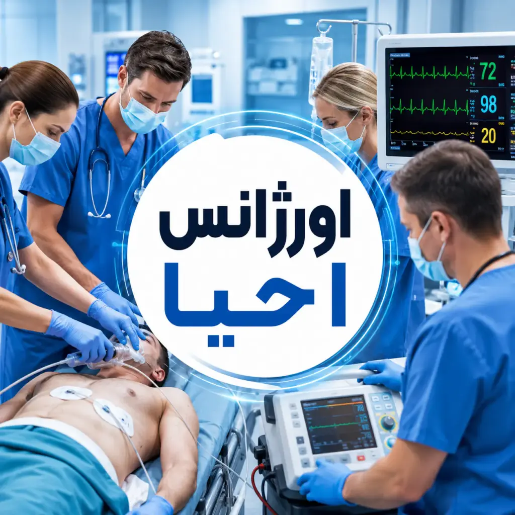 تیم اورژانس در حال احیای بیمار با تجهیزات تخصصی